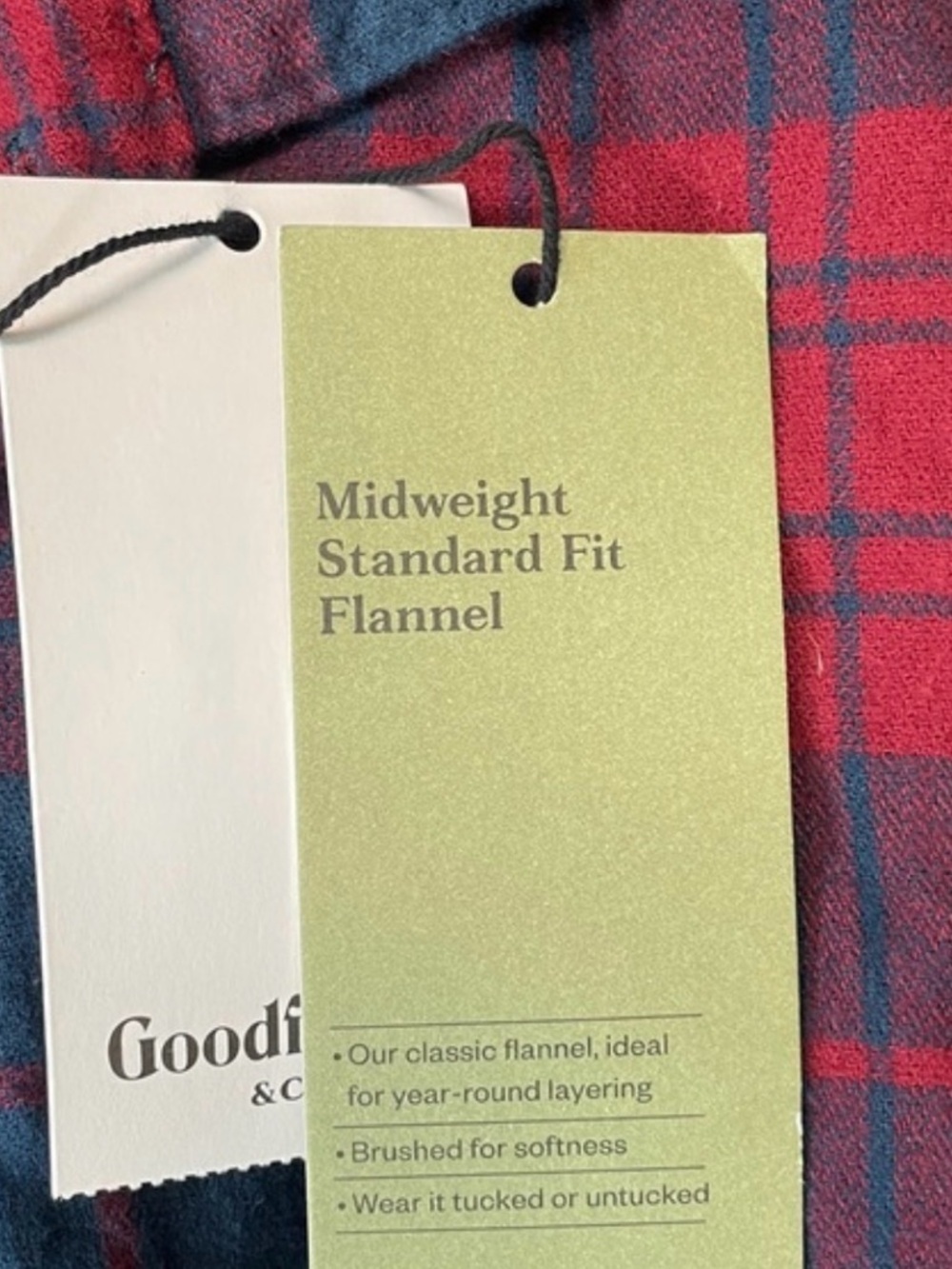 Men’s Midweight Standard Fit Long-Sleeve Flannel - Goodfellow & Co NWT M - Picture 4 of 5